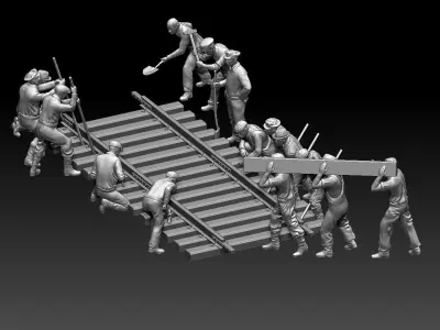 workers  railway 3D print model