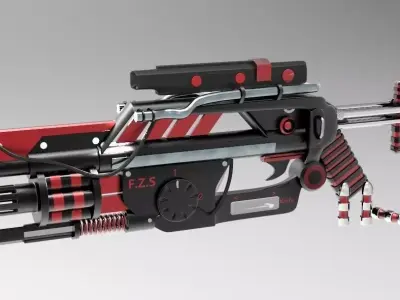 sci fi gun cum launcher with knife Free 3D model