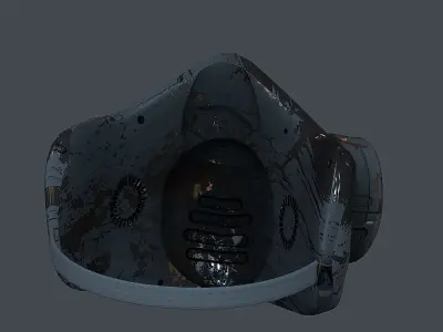 Gas mask helmet 3d model scifi  Low-poly 3D model 11