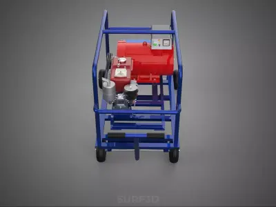 MOBILE DIESEL GENERATOR SET GENSET PUSH PULL HANDLE WAGON CART 3D model