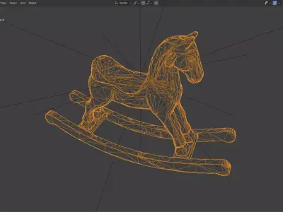 Wooden Rocking Horse Free low-poly 3D model
