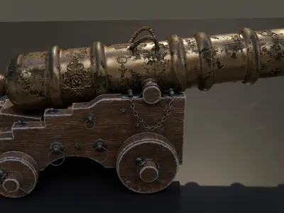 Old Vessel Cannon Low-poly 3D model
