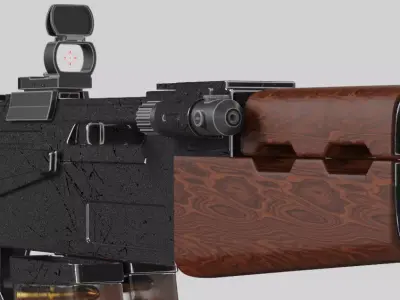 AK47 Kalashnikov Rifle with scope and laser  3D model