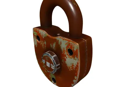 Rusty Industrial Padlock 3D Model Low-poly 3D model