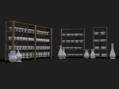 Pottery and Shelves Collection 3D Model Pack