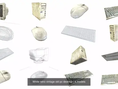 White retro vintage old pc desktop da1 3D Model Pack