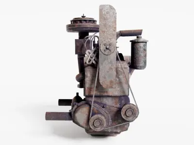 vintage car inline engine  vehicle part da1 Low-poly 3D model