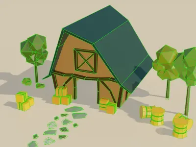 Farmland  Themed LOW POLY Collection Low-poly 3D model