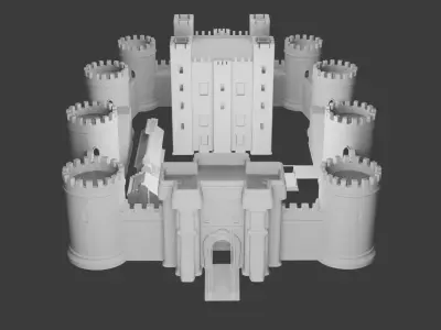 Grand Medieval Mountain Castle 3D Model Low-poly 3D model