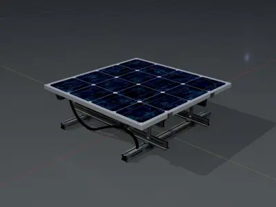 Solar module version 3 2x2m tilt angle 0 degrees with stand Low-poly 3D model