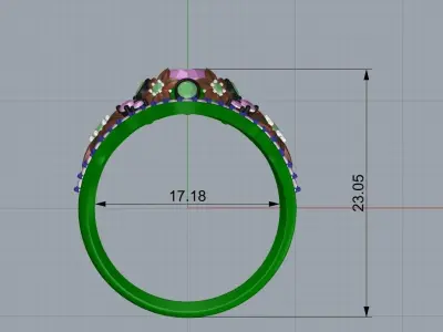 China flower ring this ring accounted for a few gems    3D print model