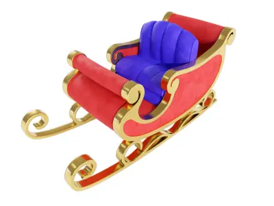 Christmas reindeer sleigh 3d model  3D model
