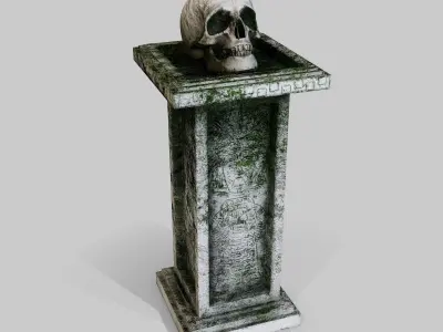 Skull Temple Pedestal - PBR Low-poly 3D model