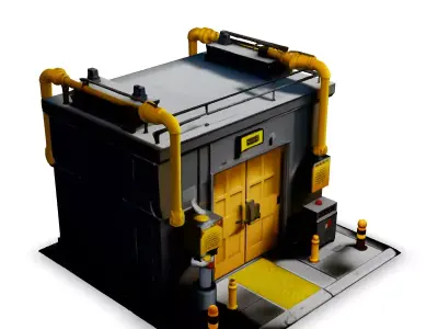 Stylized LowPoly Industrial Building Low-poly 3D model
