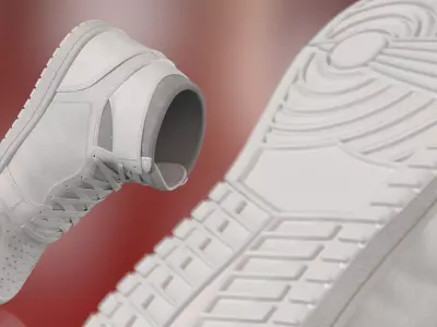 High Top Retro Sports Sneakers White 3D model purchase