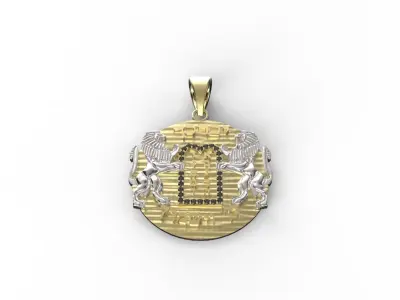 2 PART Ten Commandments Lion of Judah Pendant 3D print model