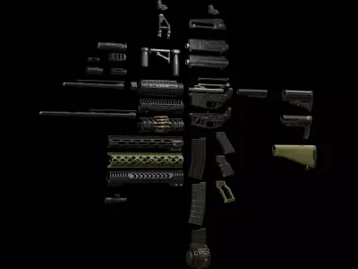 Modular AR-15 Low-poly 3D model
