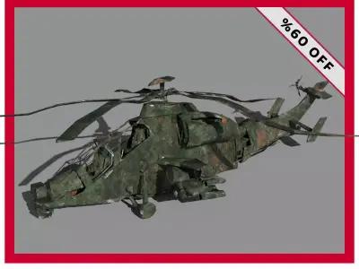 Ruined Wrecked Damaged Military Helicopter Low Poly Game Ready Free low-poly 3D model