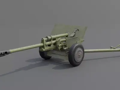 ZIS-3 76-mm divisional gun Low-poly 3D model