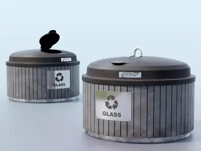 Glass Garbage Bin Free 3D model