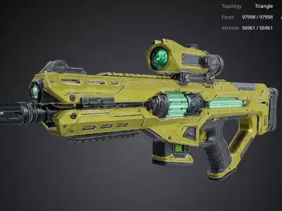 Futuristic Yellow Gun 3D model shop