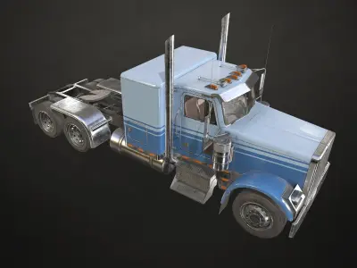 Flat Top Semi Truck Low-poly 3D model