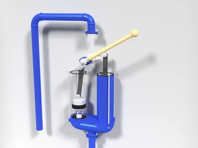 Manual two-piston pump with full mechanism 3D model