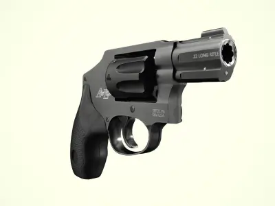 Smith and Wesson Model 43 C Revolver Low-poly 3D model