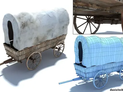 Low Poly Wild West Vagon Low-poly 3D model