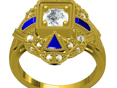 Antique Art Deco Vintage Ring 3D print model purchase