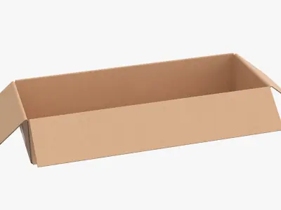 Cardboard Box 50x20x10 Open 3D model