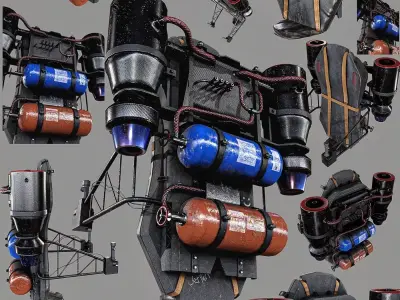 Jetpack spacecraft with cargo Low-poly 3D model
