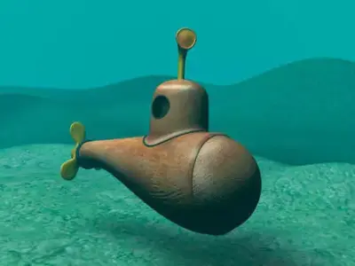 Submarine in ocean 3D model