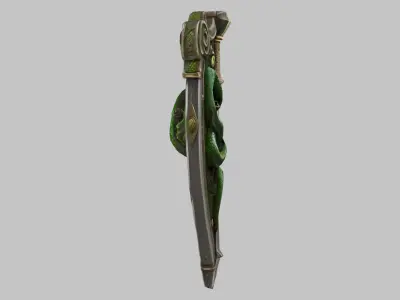 Medieval Shield with Serpent Emblem Low-poly 3D model