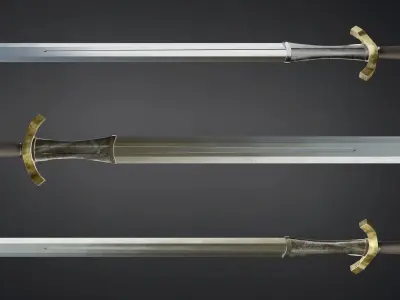 Medieval sword with ricasso Low-poly 3D model