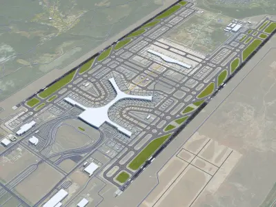 Kunming Changshui International Airport 10km Low-poly 3D model