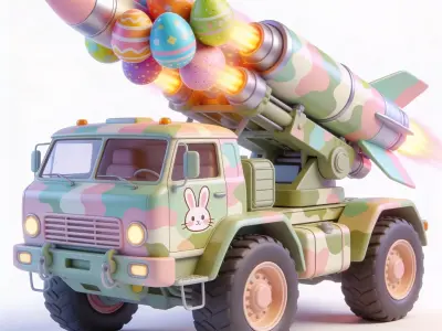 EASTER EGG ROCKET LAUNCHER 3D  Low-poly 3D model