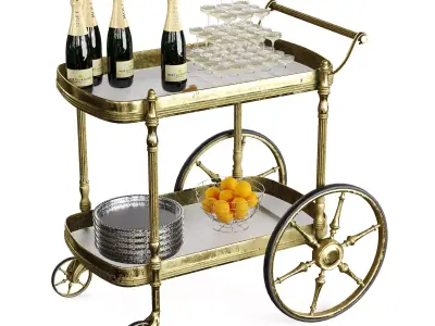 bar cart champagne 3D model