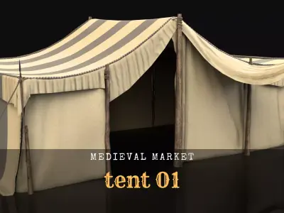 Medieval Market- Tent 01 Free 3D model
