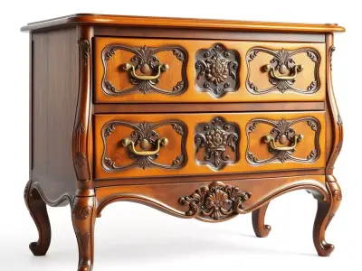 Antique Wooden Drawer Cabinet Model Pack Low-poly 3D model