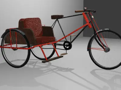 Myanmar Trishaw Detailed 3D Model FBX Format 3D model