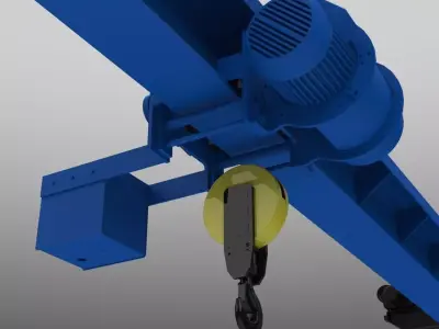 Crane tow bar for truck 3D model