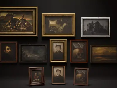 Old 3D Picture Frames Horror Pack  Game Ready Low-poly 3D model