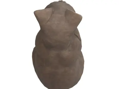Grooming cat wood statue Low-poly 3D model