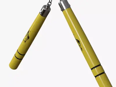 Nunchaku Bruce Lee in yellow Low-poly 3D model