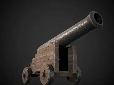 Medieval Cannon 4k PBR Low-poly 3D model
