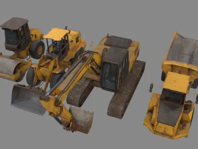 Construction Vehicle pack Low-poly 3D model