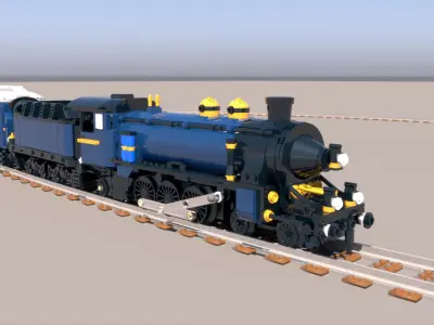 Animated LEGO train Cinema 4D 2024 3D model
