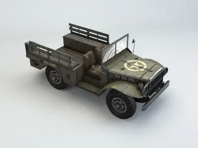 Low Poly Dodge WC Cargo Truck Low-poly 3D model