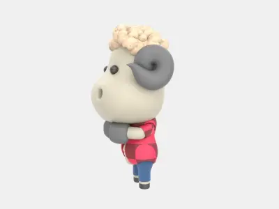 Cute Sheep 3D Illustration 3D model shop